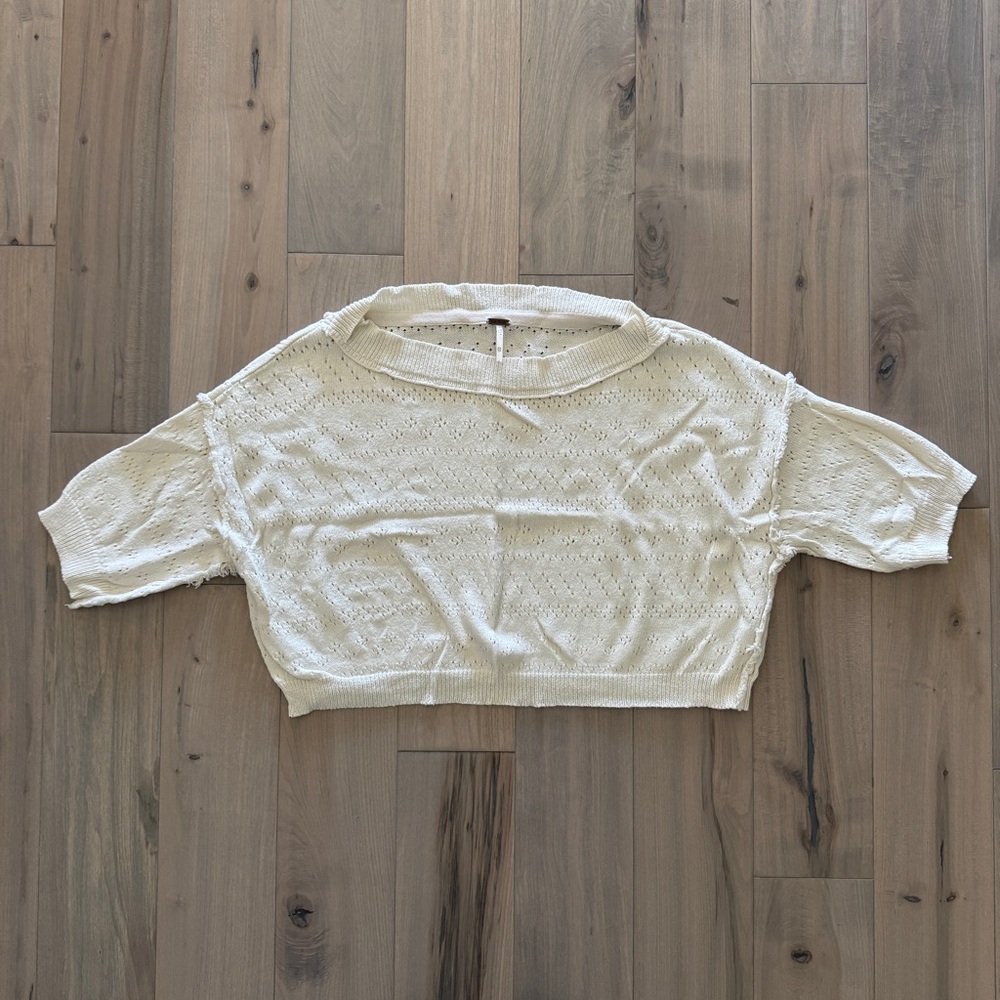 Free People Sand Castle Pullover Cropped Sweater
